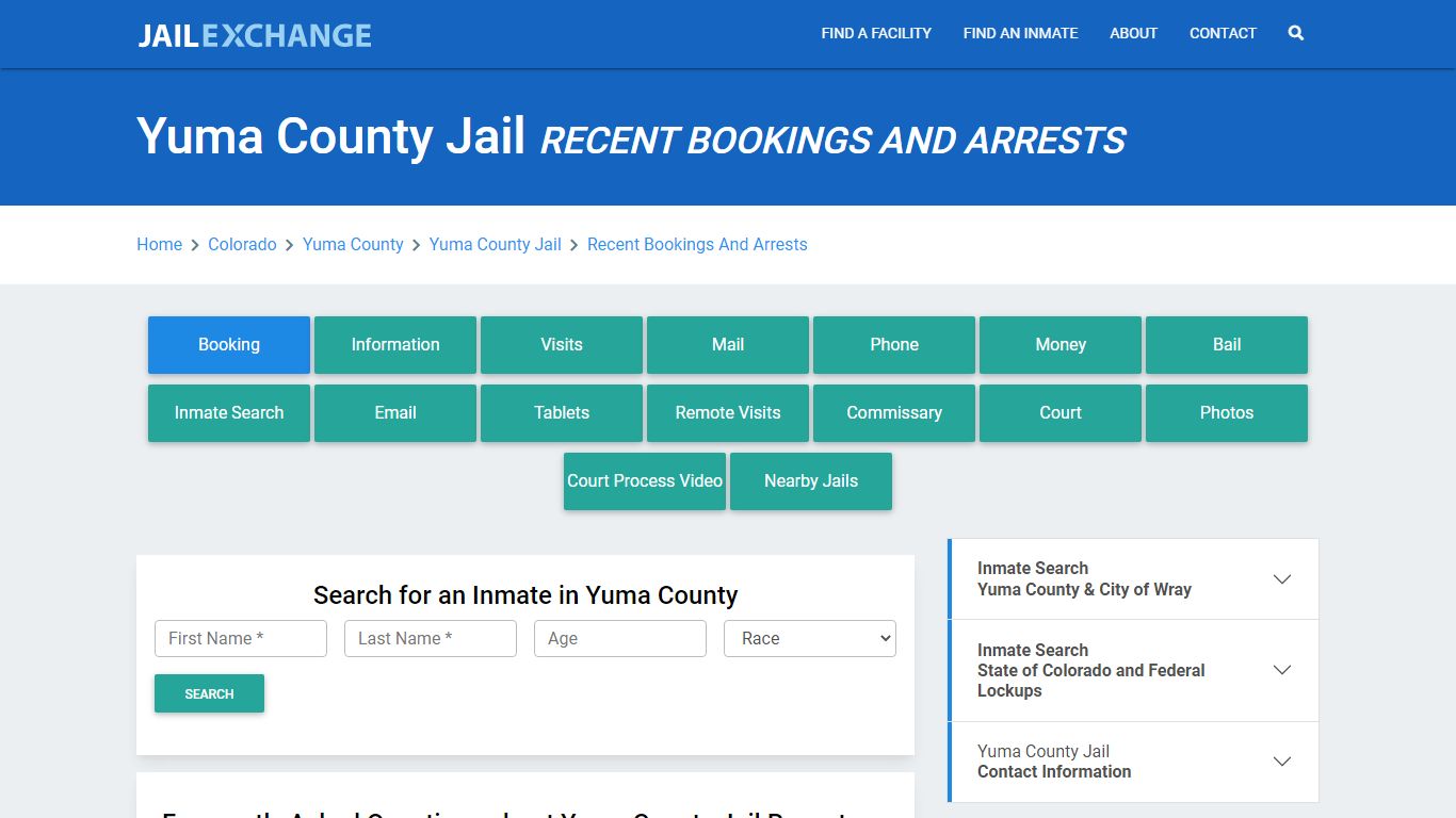 Yuma County Jail CO Recent Arrests and Bookings - Jail Exchange